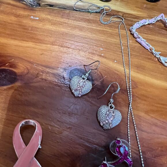 Vintage Lot Hope Pink Ribbon Cancer Awareness Support Fashion Jewelry 16 Pieces - Picture 6 of 13